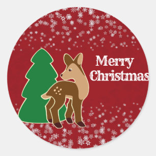Sticker Rond Artistes du Joyeux Noël Reindeer Red Party