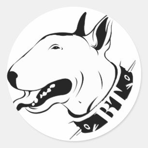 Sticker Rond Artistic Bull Terrier Chien race Design