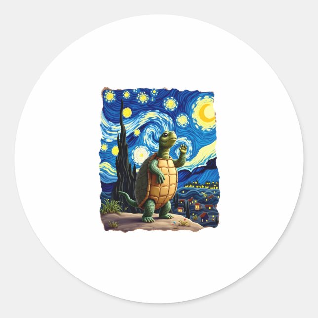 Sticker Rond Artistic Turtle Shirt  Starry Night Turtle (1) (Devant)