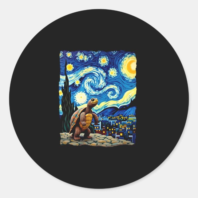 Sticker Rond Artistic Turtle Shirt  Starry Night Turtle (2) (Devant)