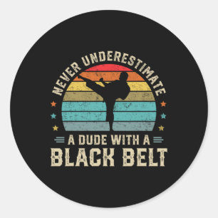 Sticker Rond Arts martiaux Black Belt Karate Jiu Jitsu Taekwond