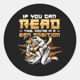 Sticker Rond Arts Martiaux Combattant Judo Karaté Brésilien