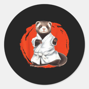 Sticker Rond Arts martiaux de ninja de furet karaté Jiu-Jitsu J
