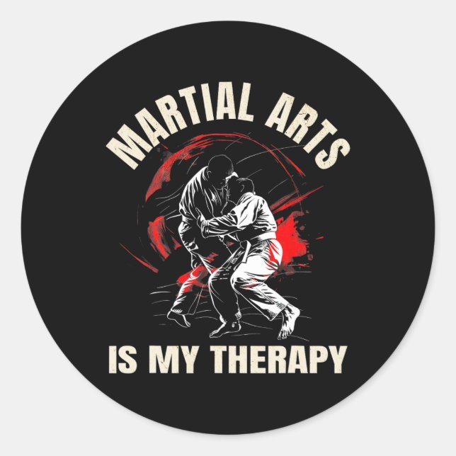 Sticker Rond Arts Martiaux est ma thérapie - Karate (Devant)