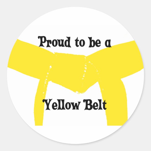 Sticker Rond Arts martiaux Fier d'être une ceinture jaune (Devant)