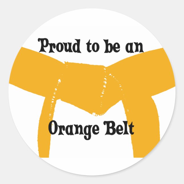 Sticker Rond Arts martiaux Fier d'être une ceinture orange (Devant)