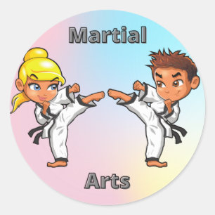 Sticker Rond Arts martiaux garçon et fille