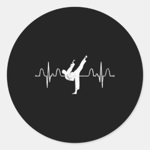 Sticker Rond Arts Martiaux Karatéiste Heartbeat Comt Sport Athl