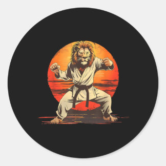 Sticker Rond Arts martiaux kickboxing Lion Sunset Mma Judo