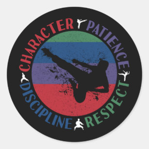 Sticker Rond Arts martiaux - Valeurs fondamentales du karaté