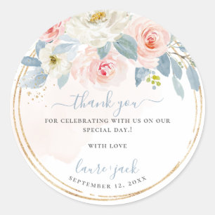Sticker Rond ArtsApp H2 Blush Rose Roses Baby shower Merci