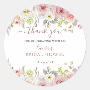 Sticker Rond ArtsApp H2 Roses Rose Poudrée Baby Shower Mariage
