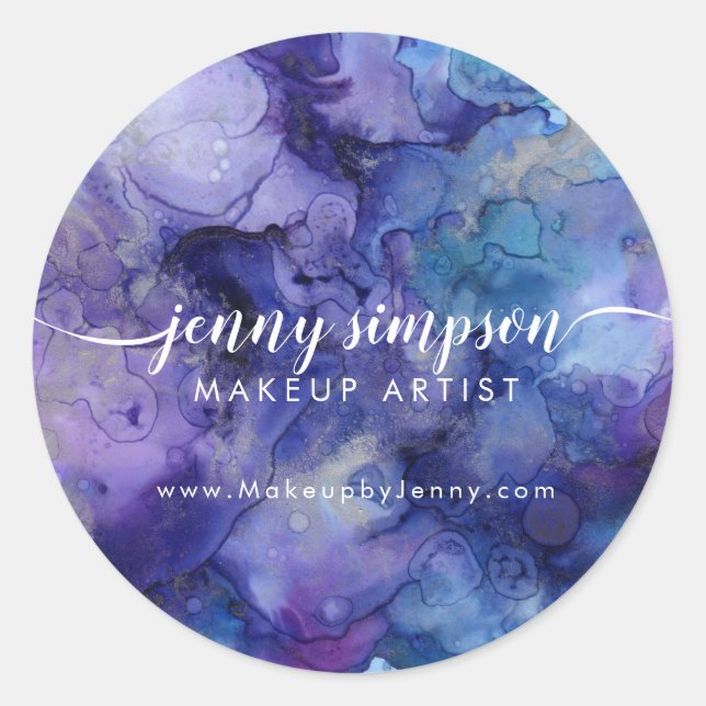 Sticker Rond Artsy Abstrait Violet violet Nom du script / Web (Devant)