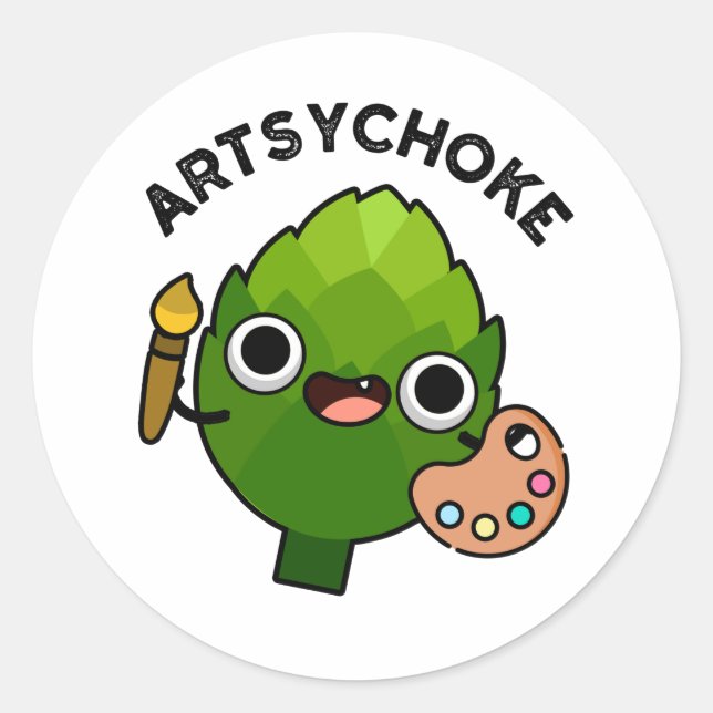 Sticker Rond Artsychoke Funny Veggie Artichoke (Devant)