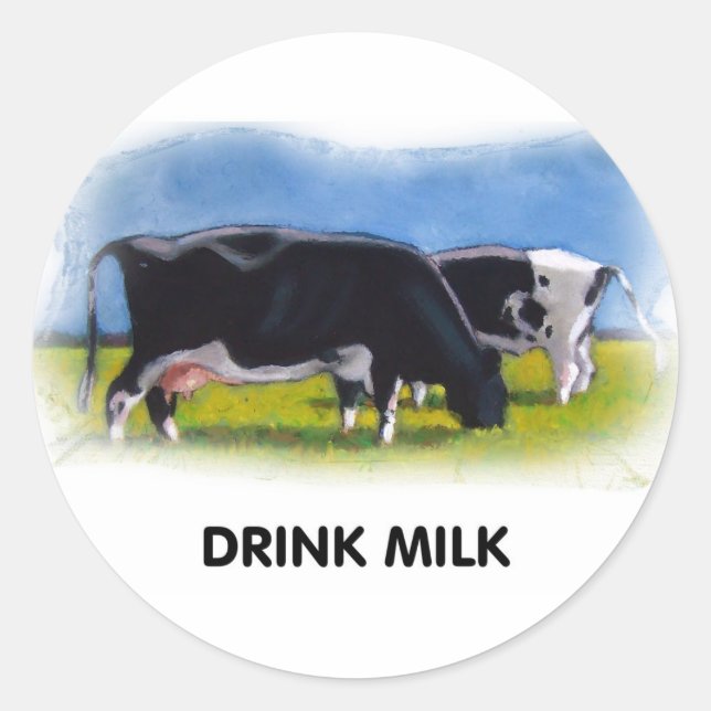 STICKER ROND ARTWORK DE VACHES DE LAIT À BOIRE (Devant)