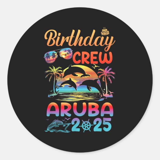 Sticker Rond Aruba Birthday Trip Vacation 2025 Matching Group  (Devant)