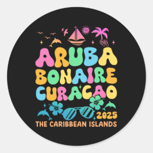 Sticker Rond Aruba Bonaire Curacao 2025 Île Caraibes Trave