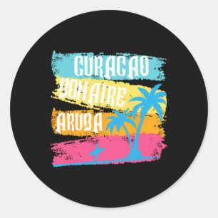 Sticker Rond Aruba Bonaire Curacao Vacances Caraïbes S