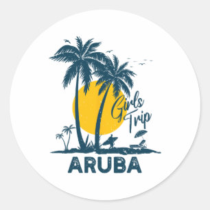 Sticker Rond Aruba Girls Trip 2025 vacances en famille
