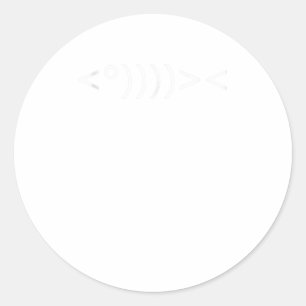 Sticker Rond ASCII Art Poisson Nerd Fisher Pêche Geek PC Funny