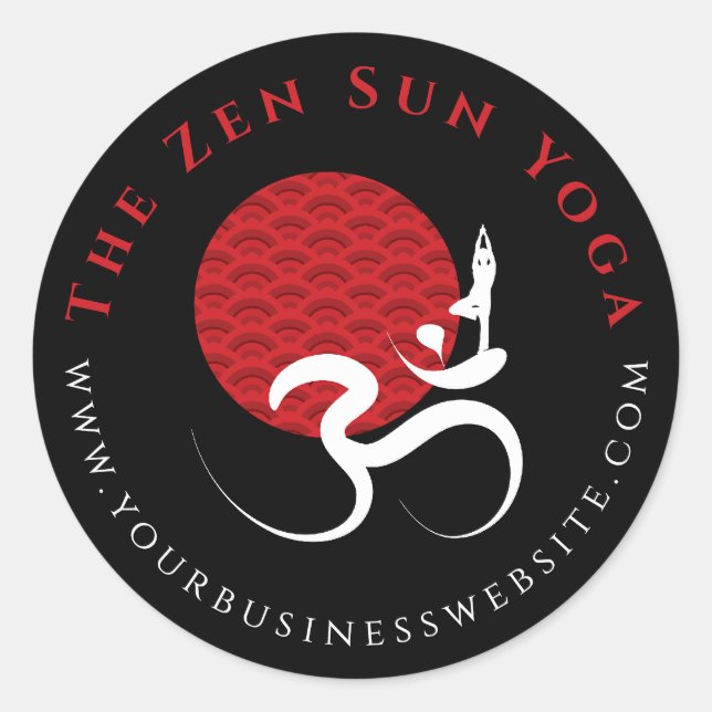 Sticker Rond Asiatique Red Sun Yoga & Moderne Zen Calligraphie  (Devant)
