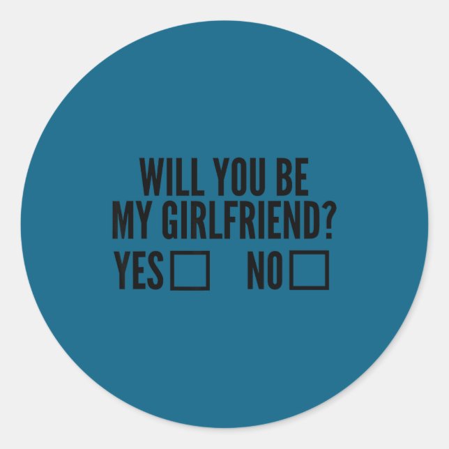 Sticker Rond Ask Her Will You Be My Girlfriend Valentine's Day  (Devant)