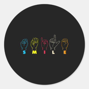 Sticker Rond Asl Alphabet American Sing Langue Asl Enseignant