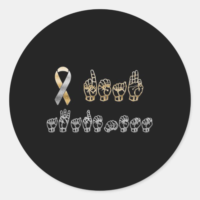 Sticker Rond ASL American Sign Language Sensibilisation des sou (Devant)