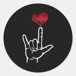 Sticker Rond Asl I Love You Hand He American Sign Language