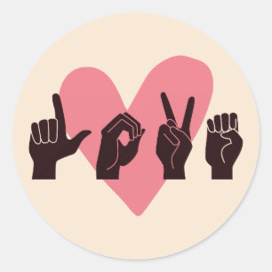 Sticker Rond ASL Love IV - Saint Valentin
