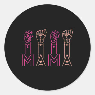 Sticker Rond ASL Mama American Sign Language Sourd Sensibilisat