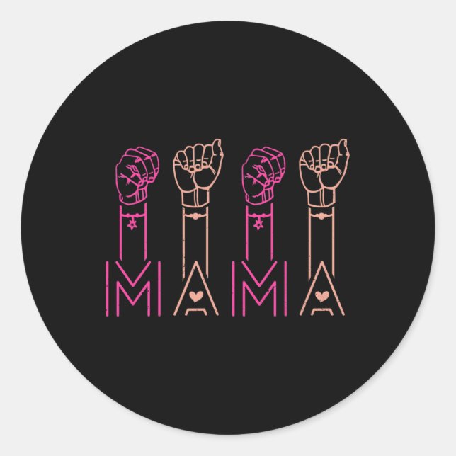 Sticker Rond ASL Mama American Sign Language Sourd Sensibilisat (Devant)