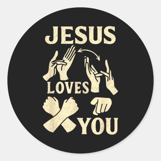 Sticker Rond Asl Teacher American Sign Language Christian Jesus (Devant)