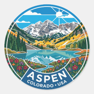 Sticker Rond Aspen Colorado États-Unis