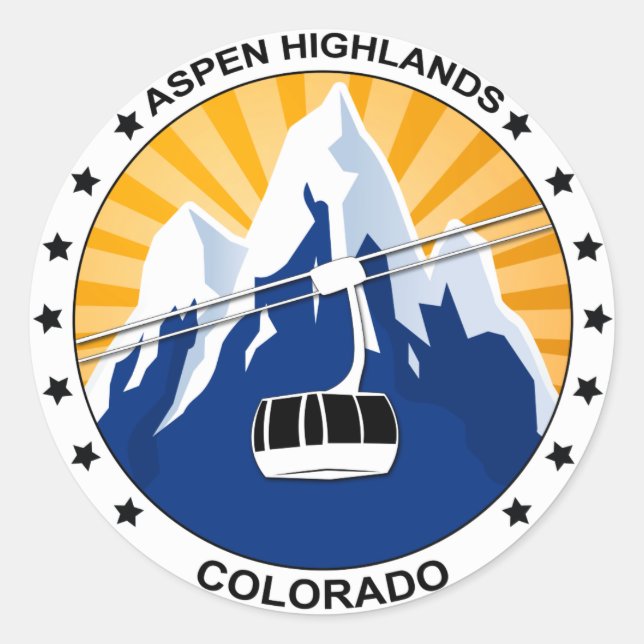 Sticker Rond Aspen Highlands Colorado (Devant)