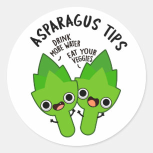 Sticker Rond Asperges Conseils amusant Veggie Pun