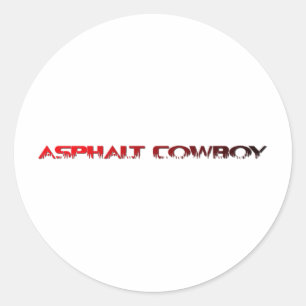 Sticker Rond Asphalt Cowboy Rouge Nom Ligne 1