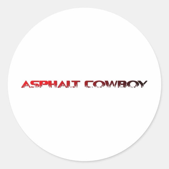Sticker Rond Asphalt Cowboy Rouge Nom Ligne 1 (Devant)