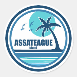 Sticker Rond Assateague Island Palm Tree Birds