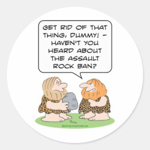 Sticker Rond assaut interdiction de la roche fusil caveman cave