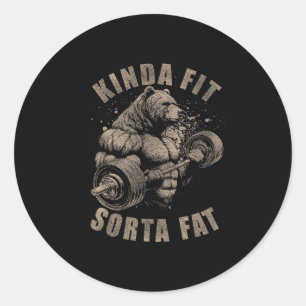 Sticker Rond Assez en forme un peu gros - Ours de gym drôle d'h