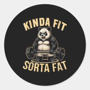 Sticker Rond Assez en Forme Un Peu Gros - Panda de Gym Drôle Ha
