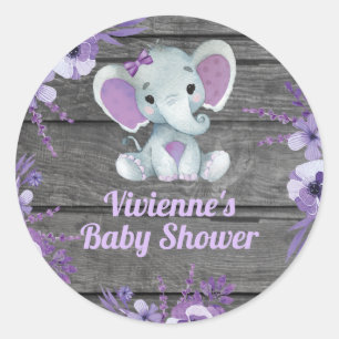Sticker Rond Assiette rustique à éléphant violet pour douche An