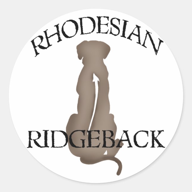 Sticker Rond Assis Rhodesian Ridgeback avec texte (Devant)