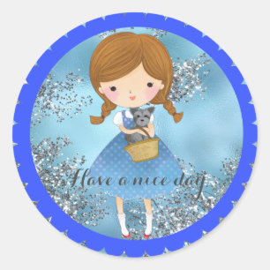 Sticker Rond Assistant d'Oz Dorothy/Toto sur Parties scintillan