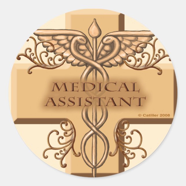 Sticker Rond Assistant Médicale Caduceus (Devant)