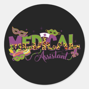 Sticker Rond Assistant Médicale - Mardi Gras