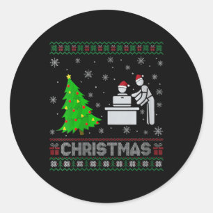 Sticker Rond Assistant personnel femmes Xmas Arbre éclairage la