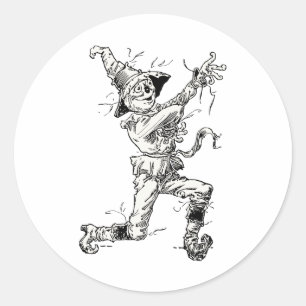 Sticker Rond Assistant vintage de Oz Fairy Tales, le Scarecrow