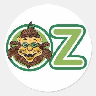 Sticker Rond Assistant vintage d'Oz, Lion dans la Lettre O